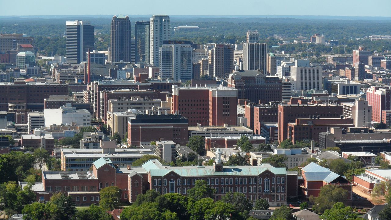 Birmingham, Alabama skyline seen from Vulcan Park