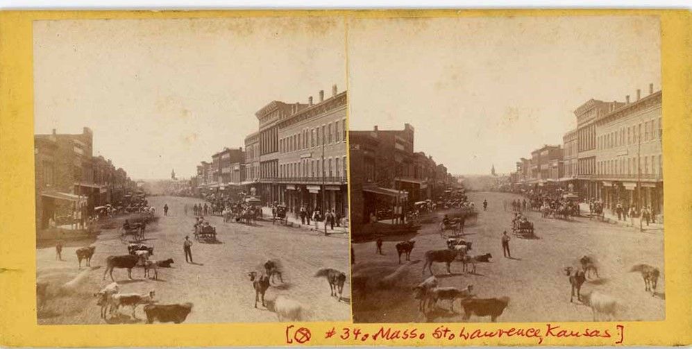 Massachusetts Street in Lawrence, Kansas, in 1867
