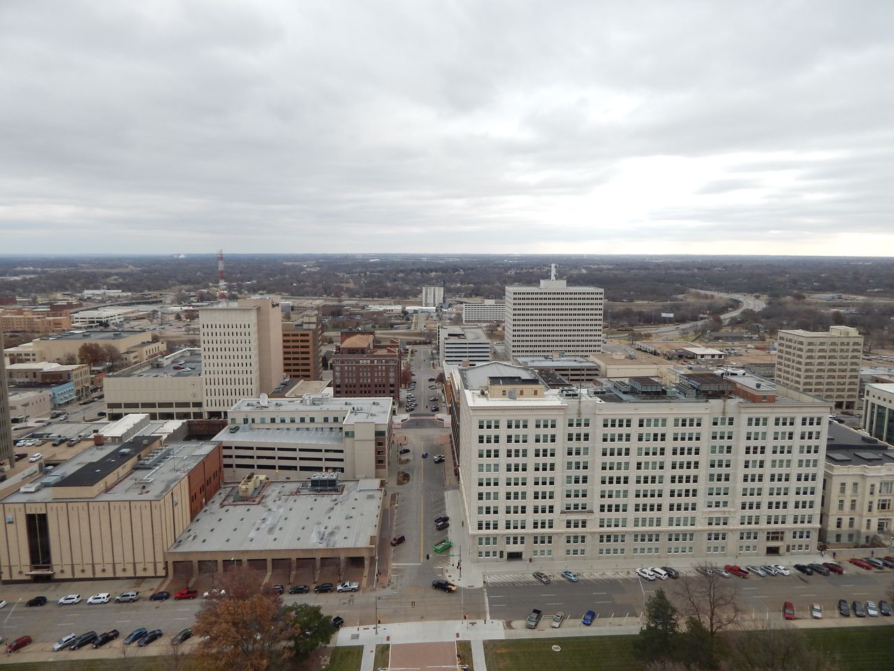 Downtown Topeka, Kansas seen from the State Capitol dome