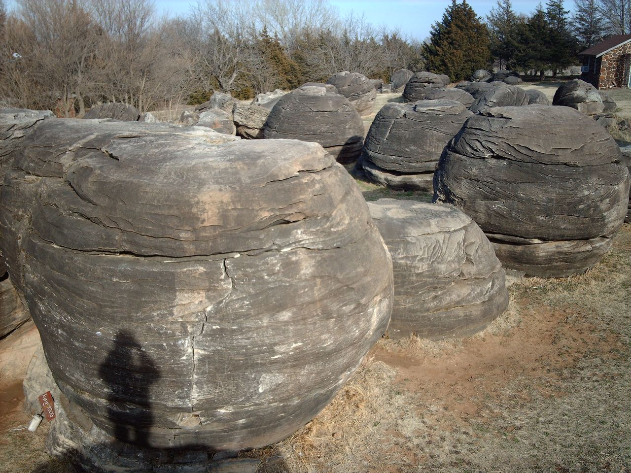 Giant sandstone spheres at Rock City in Ottawa County, Kansas